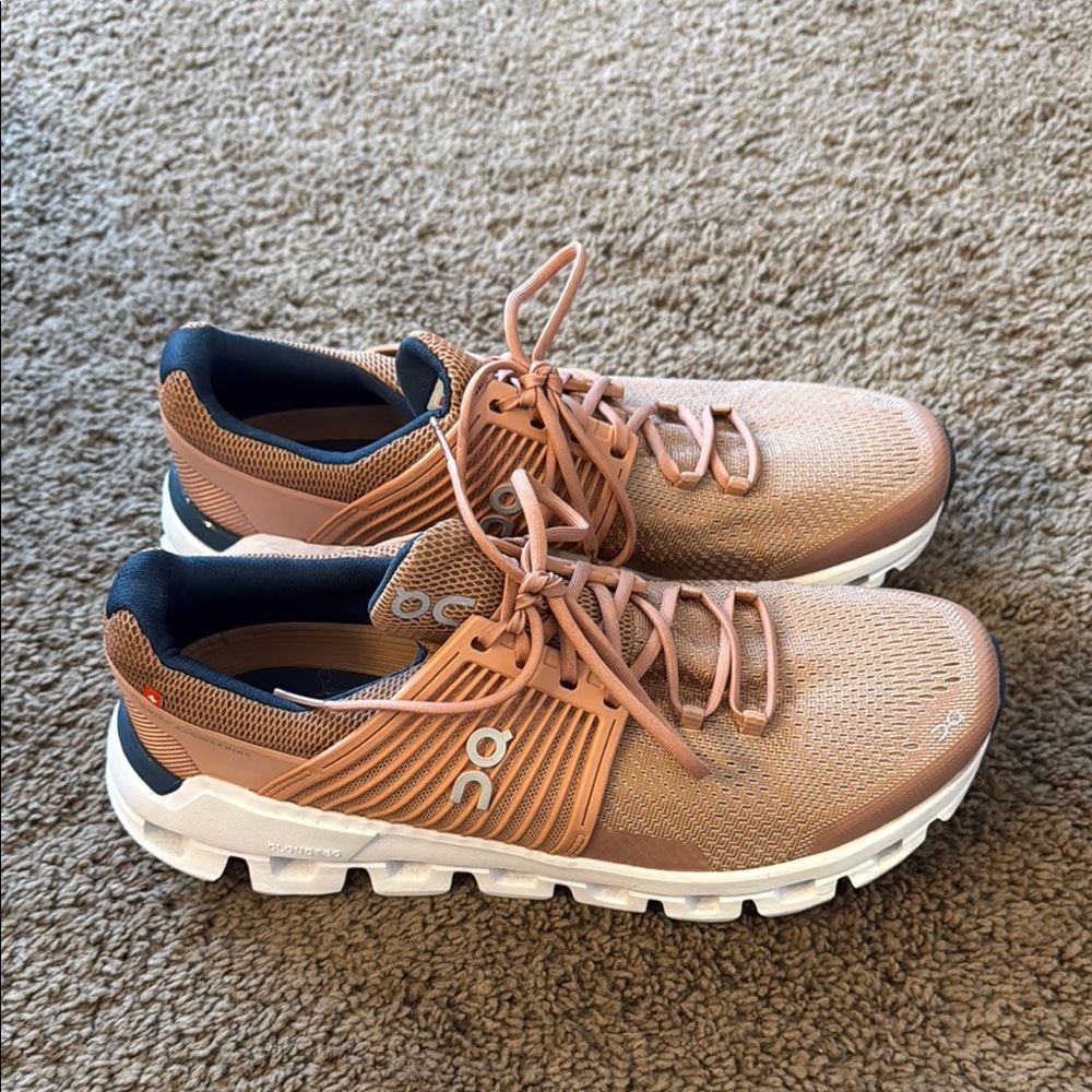 On Running Orange + Navy Athletic Shoes - Picture 6 of 8